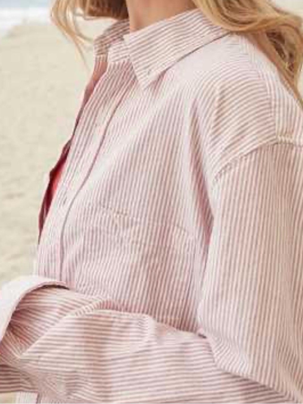 Brandy Melville White & Pink Striped Shirt